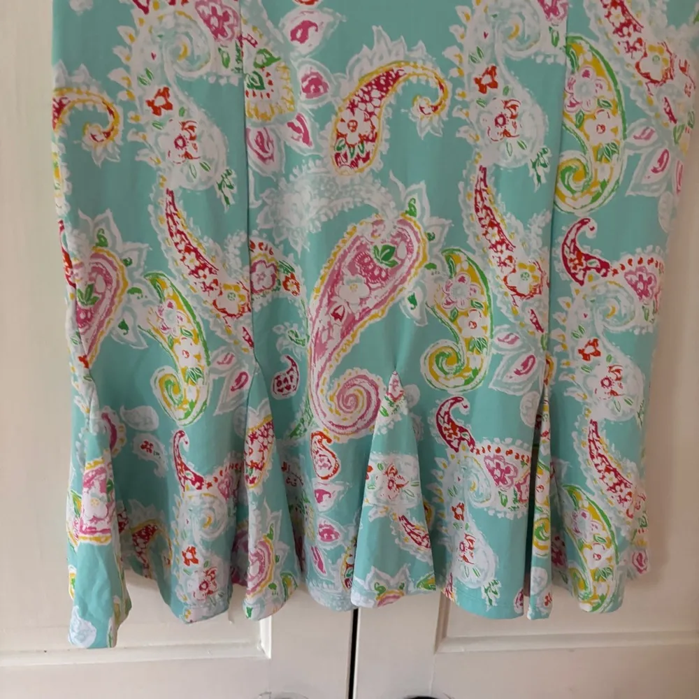 IBKUL Sleeveless Dress Polo Neck Flare UPF 50 Sharon Seafoam Paisley Size Medium Blue - Image 13