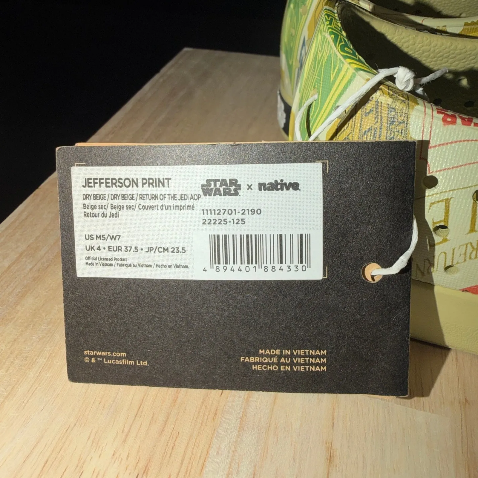 Native Jefferson Print Star Wars Return of the Jedi Yellow Shoes Women US M5 W7 Size 7 - Image 3