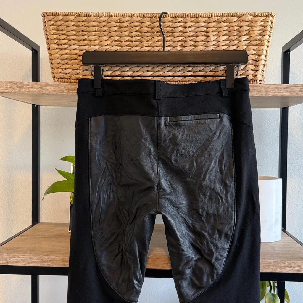 Rebecca Minkoff Mid-Rise Lambswool Leather & Ponte Knit Black Riding Pant, 6 - Image 7