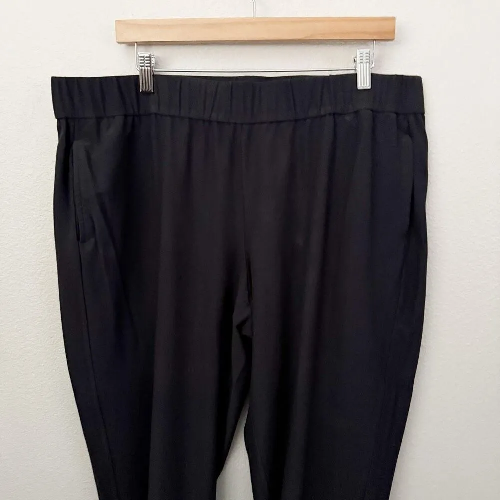 EILEEN FISHER | Black Pull On Ankle Pants Tapered Leg Side Pockets Viscose | XL - Image 3