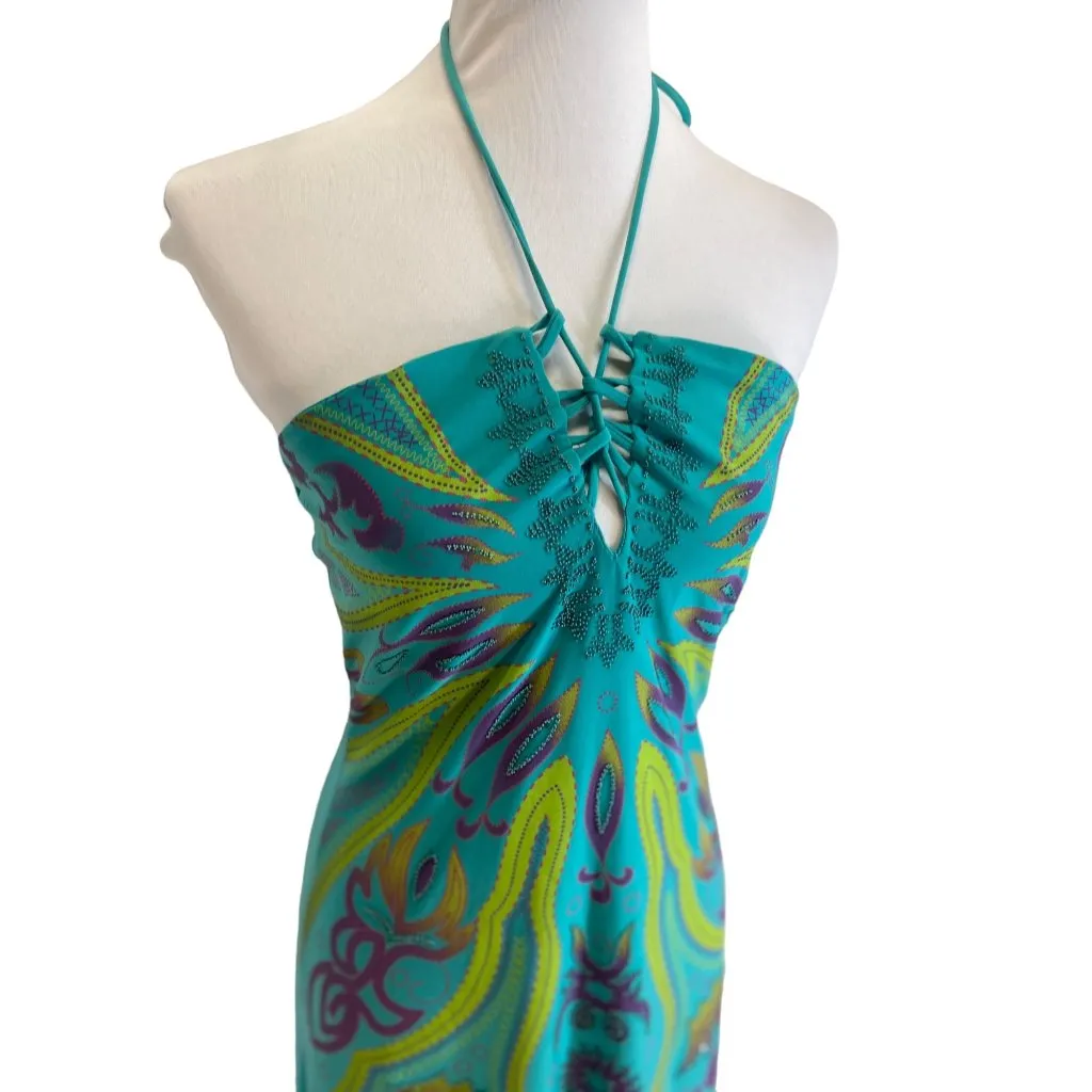 Kitty Halter Dress Green Size L Y2K Size L - Image 7