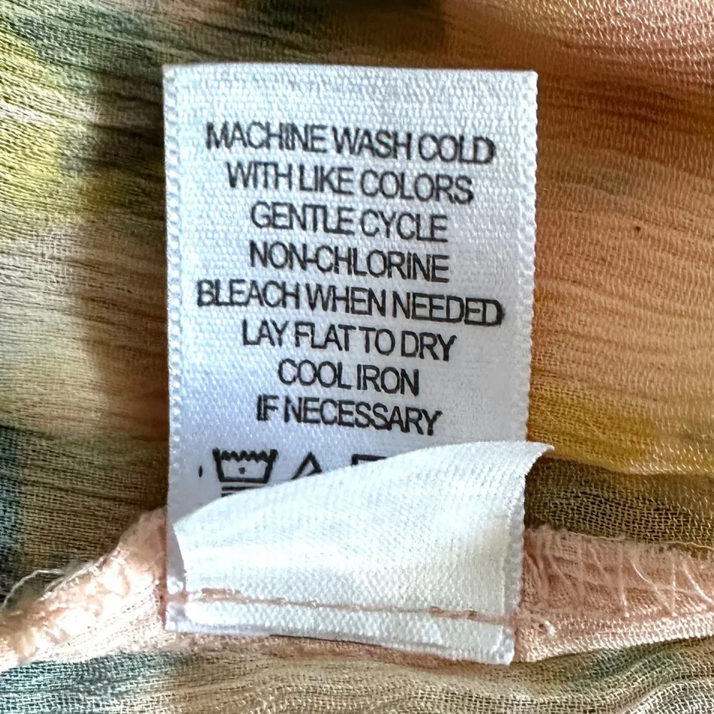 One World Sheer Butterfly Top Women's XL Yellow Flowy Boho Square Neck Stretchy - Image 10