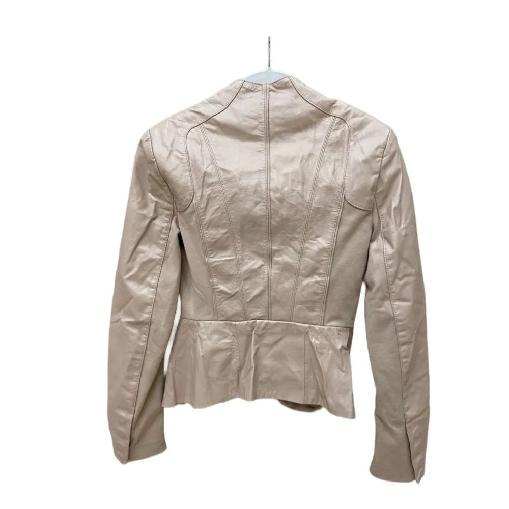 100% Leather Jacket. Size XS. Cream color - Image 2