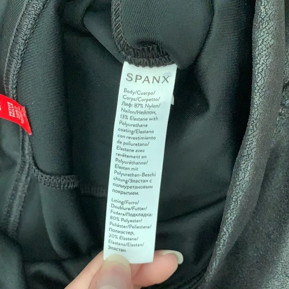 Spanx By Sara Blakely High Rise Faux Leather Leggings Black Women Petite Small - Image 6