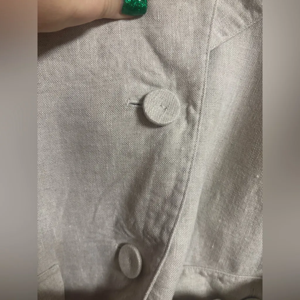 Talbots Pure Irish Linen Belted Blazer Beige Size 12 Large Lagenlook - Image 4