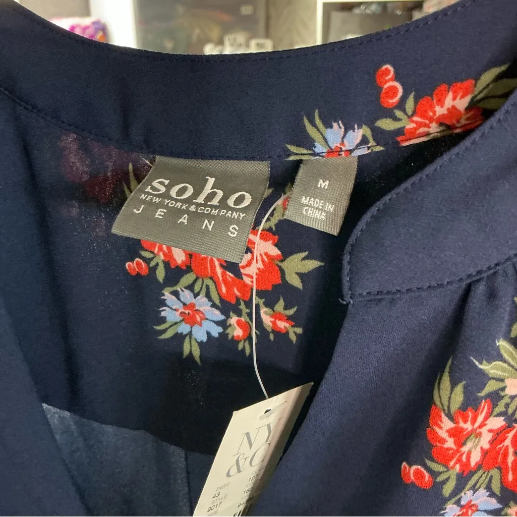 Soho  Navy Floral Blouse - Image 3