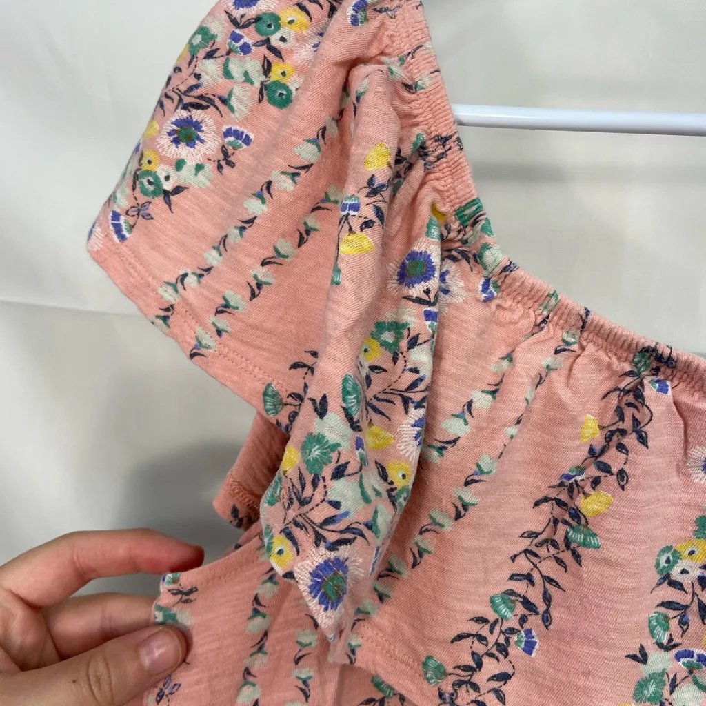 Old Navy women’s pink floral relaxed off shoulder summer‎ cotton blouse medium - Image 2