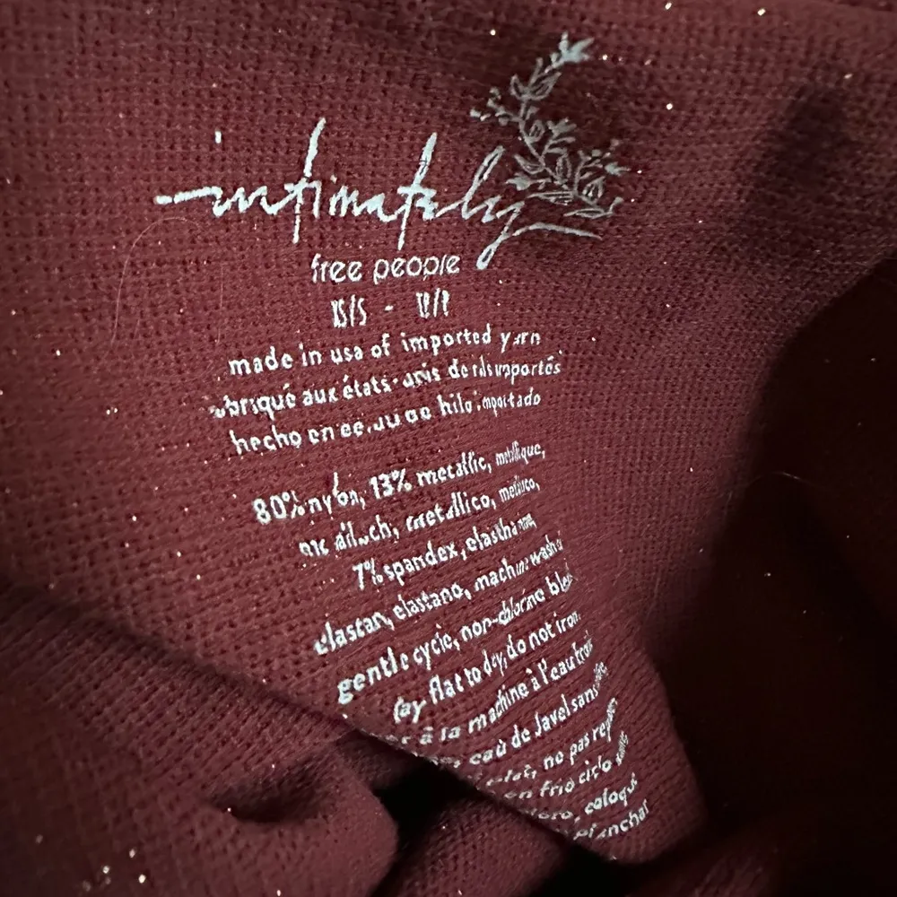 Intimately Free People Burgundy Shimmer Seamless Brami Cami Crop Top Sparkle - Image 2