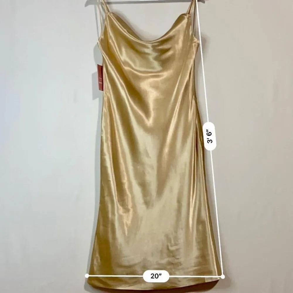 Birdy Grey Women's Lisa Sleeveless Cowl Neck Satin Maxi Dress Gold Size Med NWT - Image 8