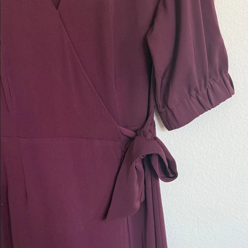 Warehouse Deep Purple Wrap Midi Dress Red Size 4 - Image 8