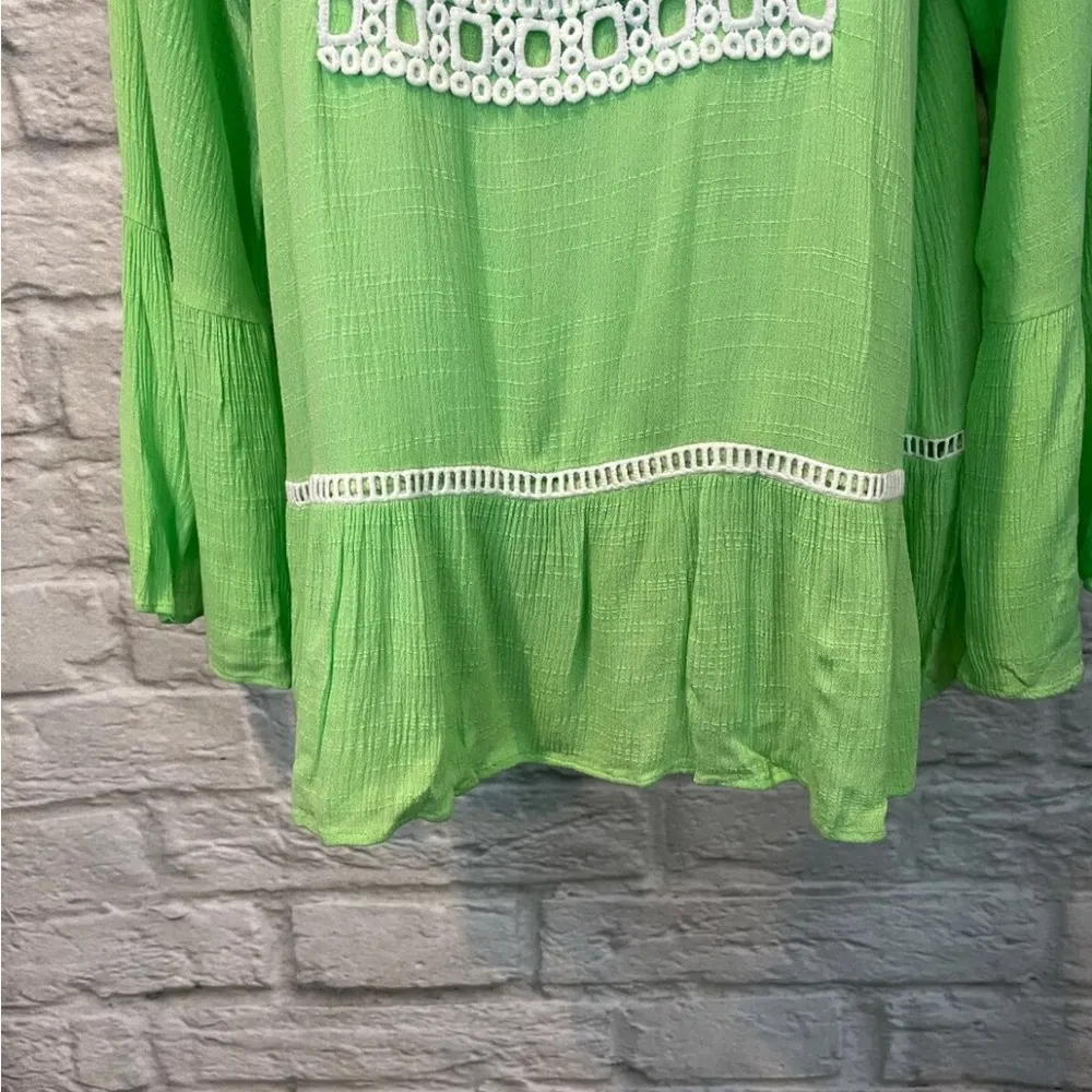 Lilly Pulitzer Amisa Mermaid Green Long Bell Sleeve Peasant Blouse Size S - Image 8