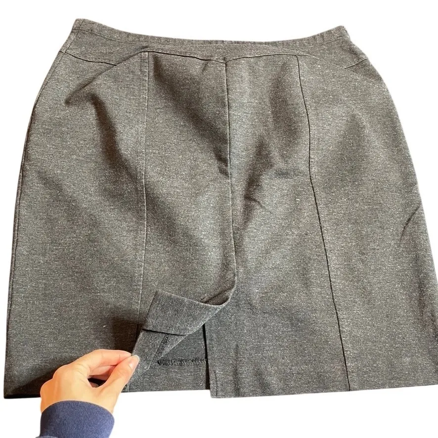 Ellen Tracy Charcoal Gray Knee Length Pencil Skirt Large Office Work - Image 3