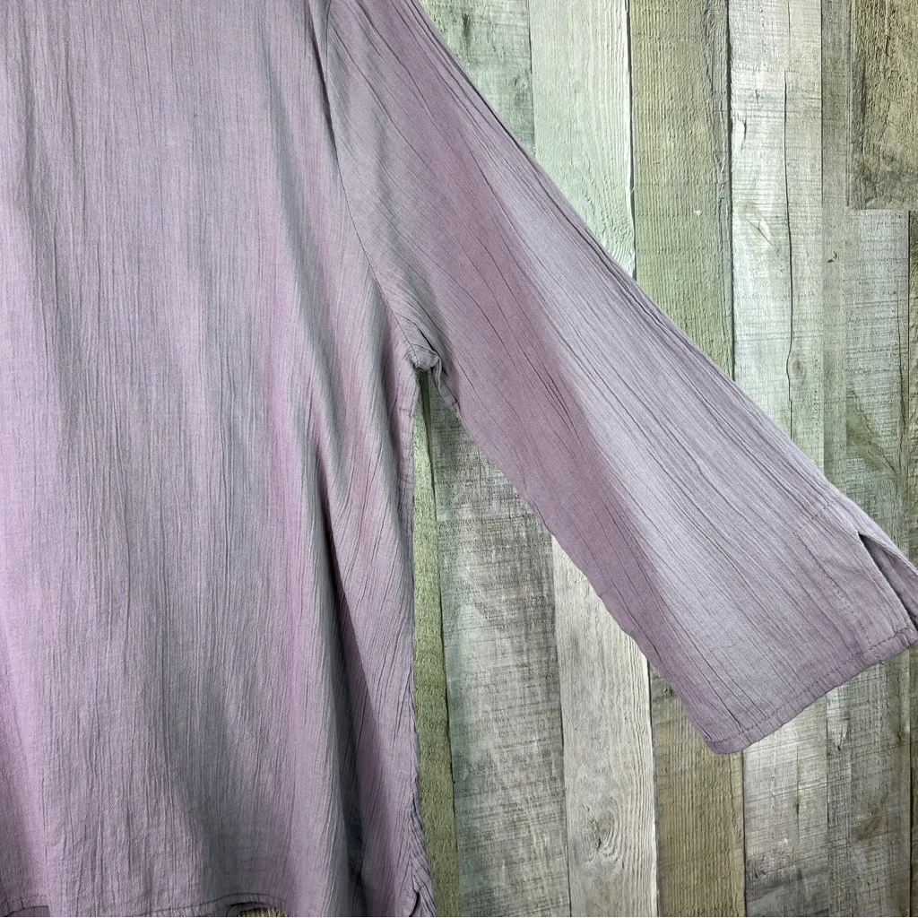 ICANTOO Size XL Gray Crinkle Gray Style Material Crewneck 3/4 Sleeve Tunic Top - Image 6