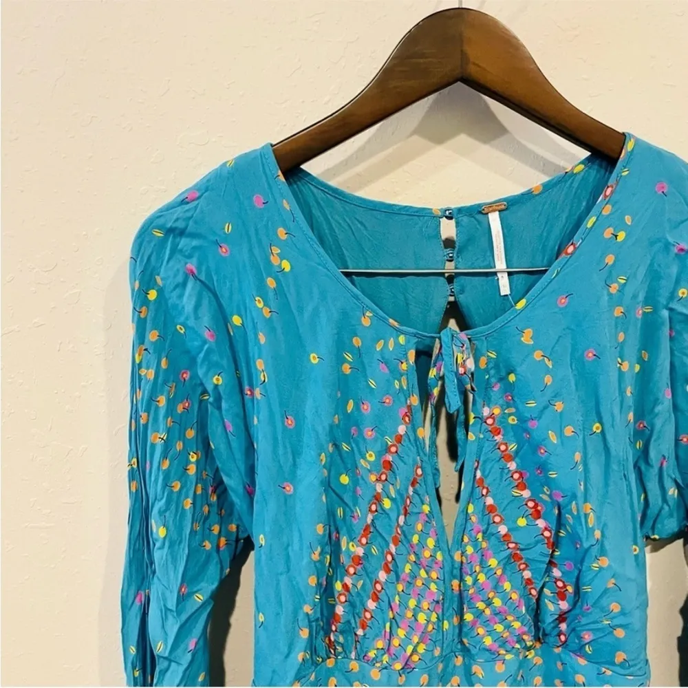 Free People Coryn Night Out Mini Dress in Green Combo - Image 4