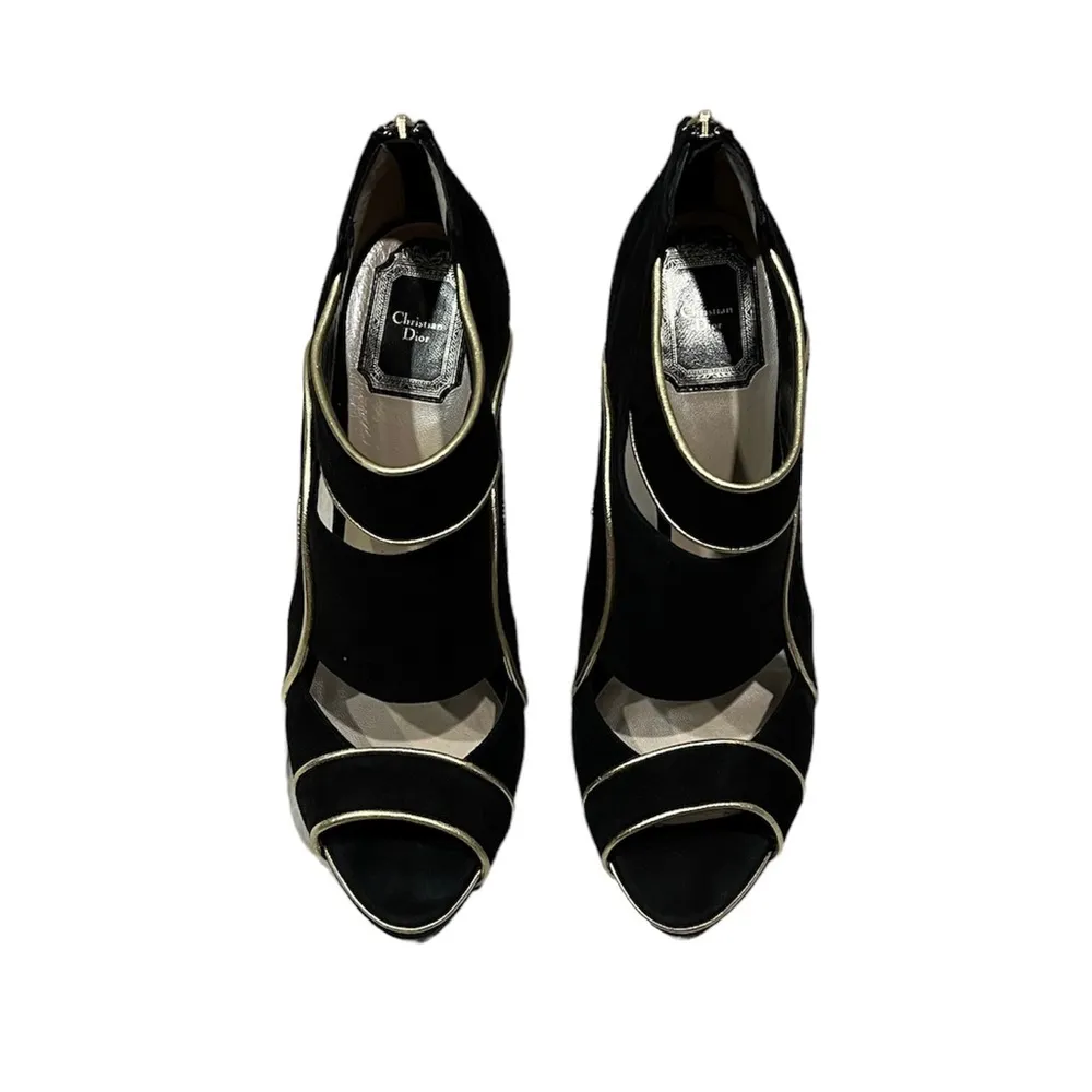 Christian Dior Wave Cutout Suede Sandals size 39.5 Black - Image 2