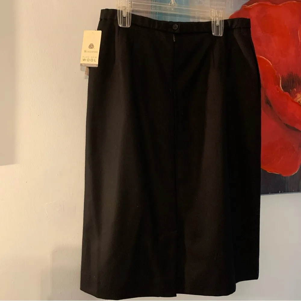 New Vtg PENDLETON Skirt Women 12 Black Career Front Kick Pleat Vintage USA 32 - Image 3