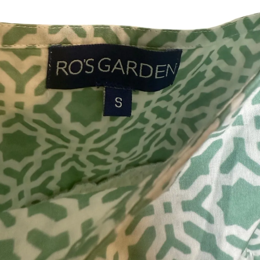 Tuckernuck Ro’s Garden Elizabeth Green & White Floral Dress Cotton Mini Sz S - Image 4