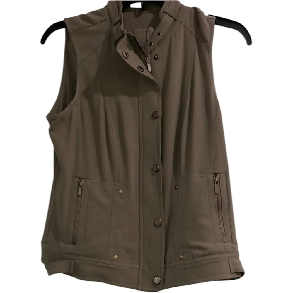 Cache  olive green utility military vest small zip up - Image 2