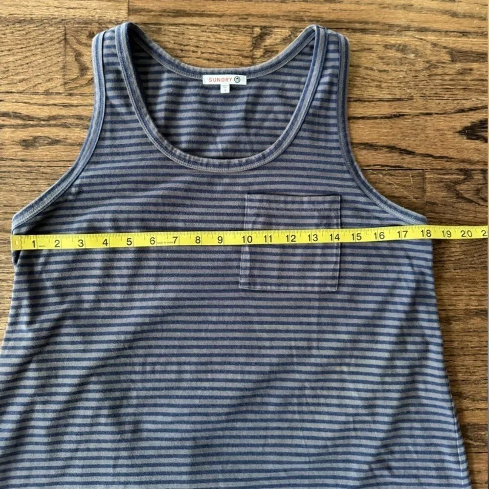 Sundry Striped Tassel Navy Blue Mini Dress Cotton Sleeveless S 2 shift Tshirt - Image 4