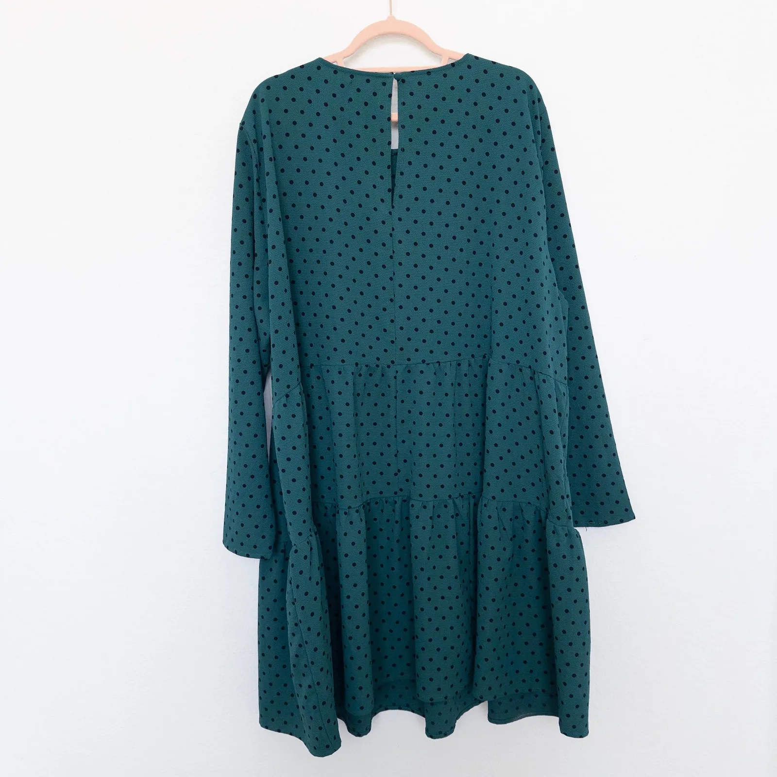 ASOS Curve Womens Dress Size 20 Green Polka‎ Dot Long Sleeve Tiered Retro Artsy - Image 5