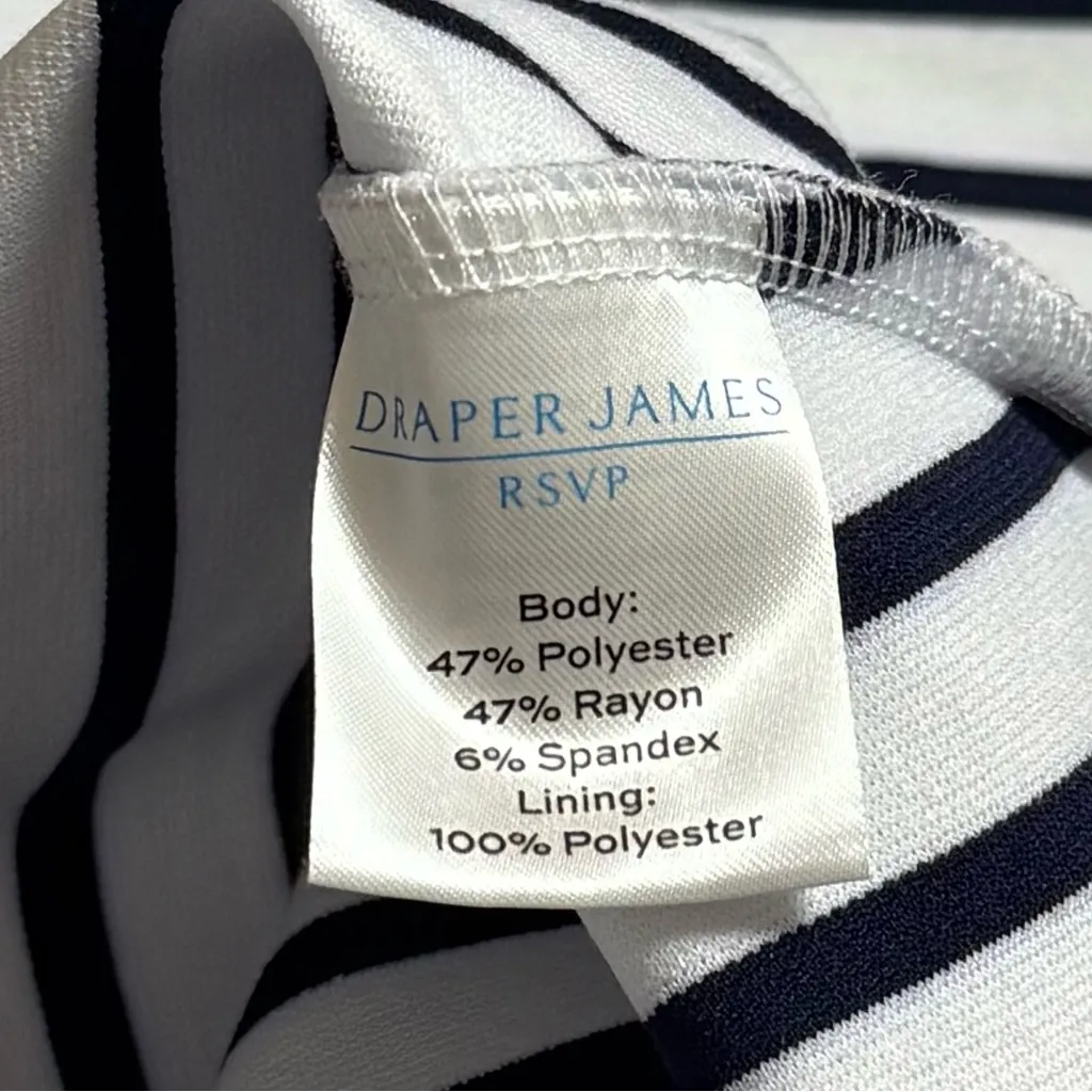 Draper James Navy Blue Chevron Stripe Midi Dress Coastal Yacht Club Adjustable M - Image 9