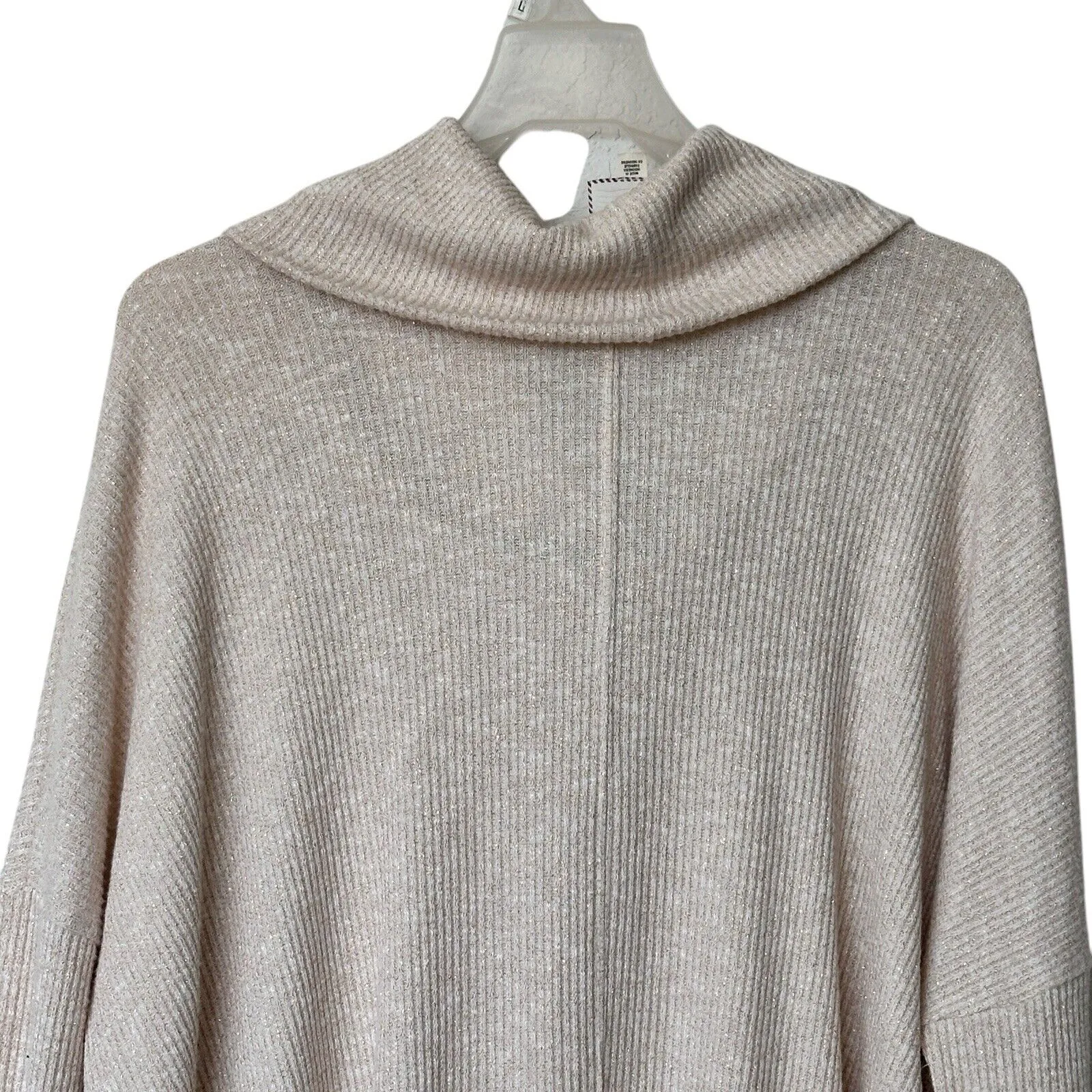 Anthropologie Orley Ruffle Cowl Neck Size S Metallic Cream Wove Sweater - Image 7