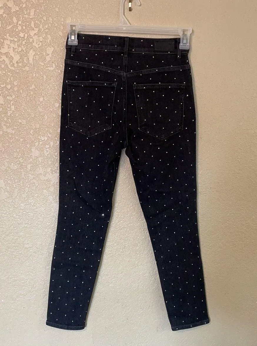 Black Rhinestone Jeans NWT 4S - Image 2