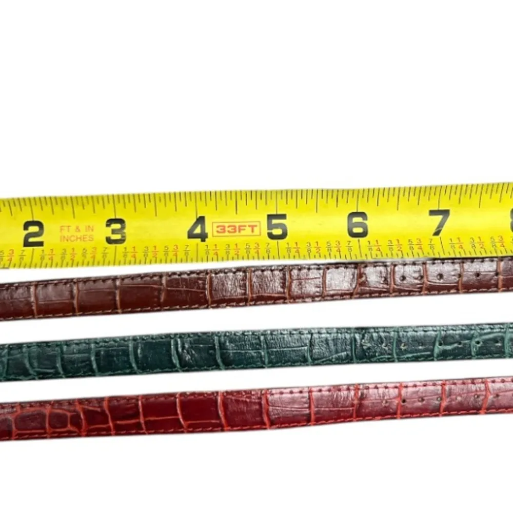 Set of Three Crocodile Embossed Watchbands with Gold Buckles - Image 3