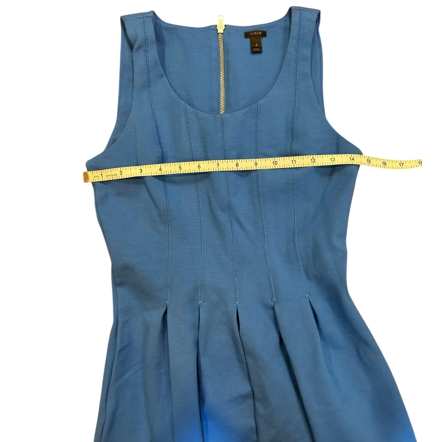 J. CREW Women's Tailored Jersey Dress Size 2 Cerulean Blue Sleeveless Career - Image 4