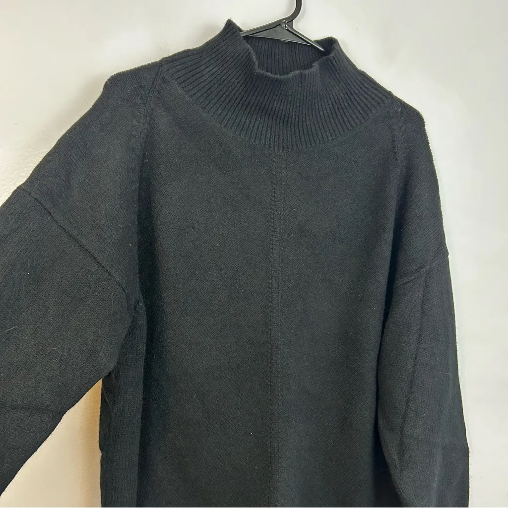 Maeve Anthropologie Black Mock Neck Asymmetrical Pullover Sweater Size Large - Image 4