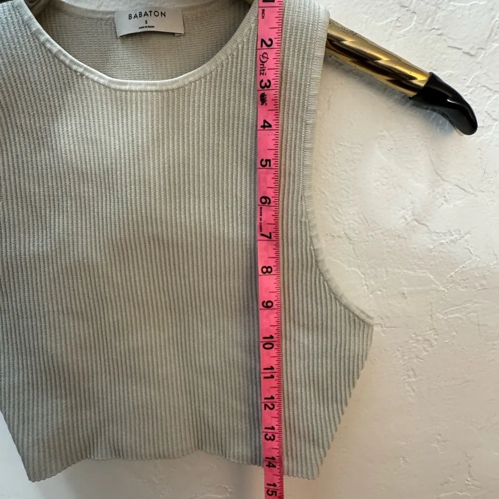 ARITZIA BABATON SCULPT KNIT MUSCLE TANK CROP TOP WHITE SMALL RIBBED EUC - Image 6