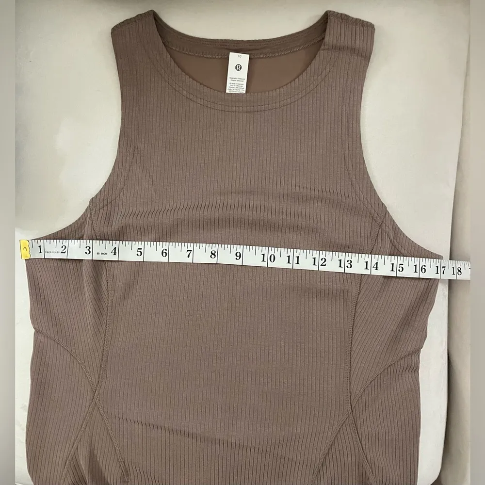 Lululemon NWT Ribbed Softstreme Slim Fit Tank Dress Sleeveless Taupetastic 10 - Image 7