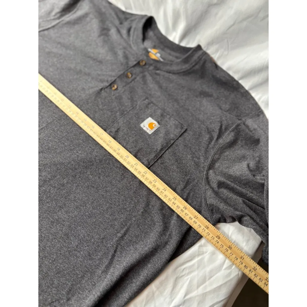 Carhartt Mens Grey Original Fit Henley T-Shirt 2XL Short Sleeve Cotton/Polyester - Image 6