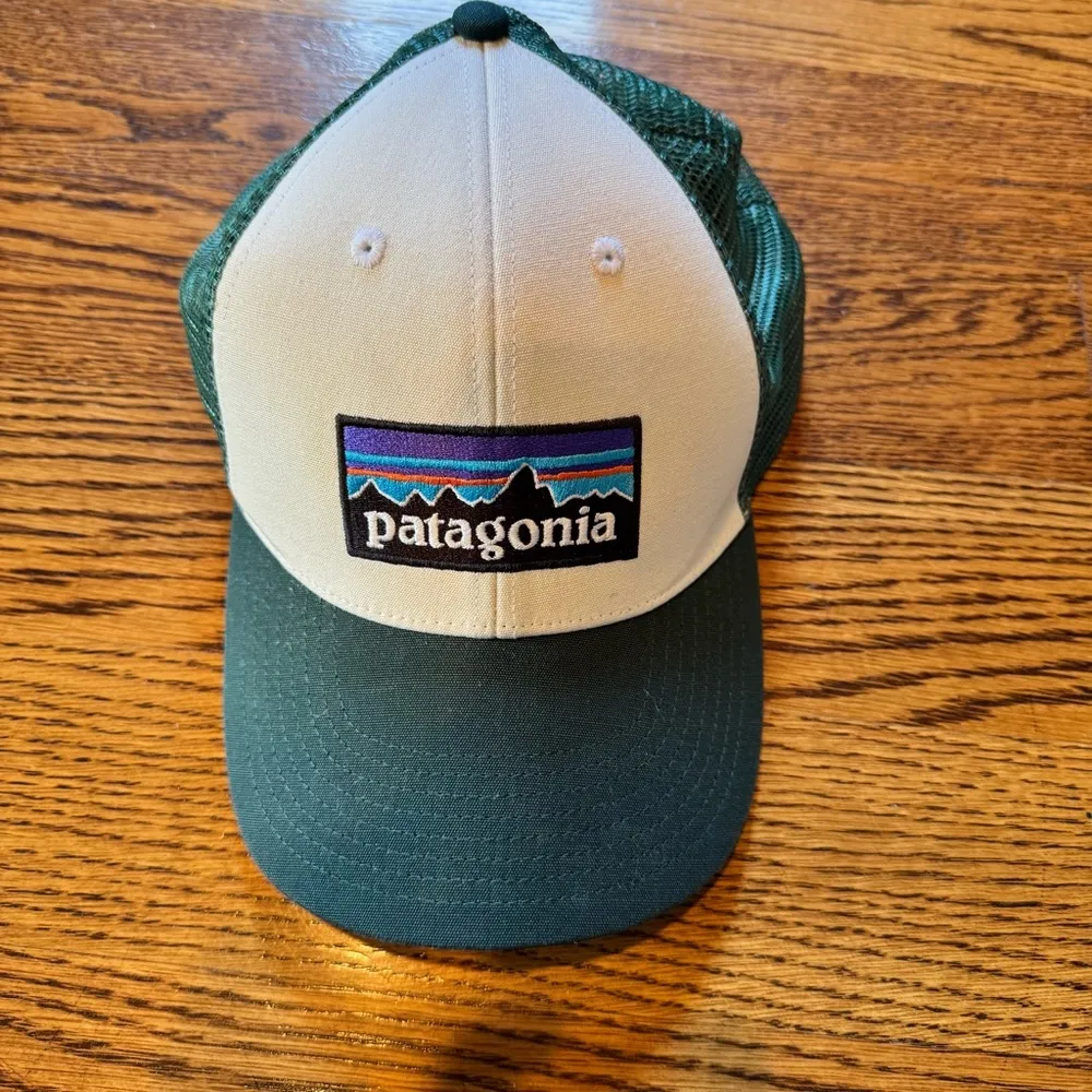Patagonia White and Green P-6 LoPro Trucker Hat - Image 2