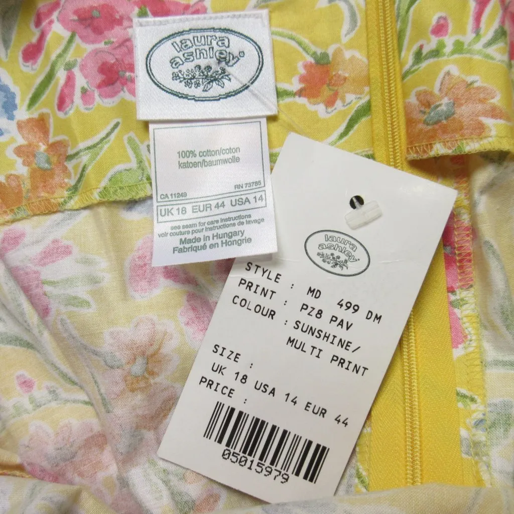 NWT Vintage Laura Ashley Maxi in Sunshine Floral Sleeveless Cotton Dress 14 - Image 4