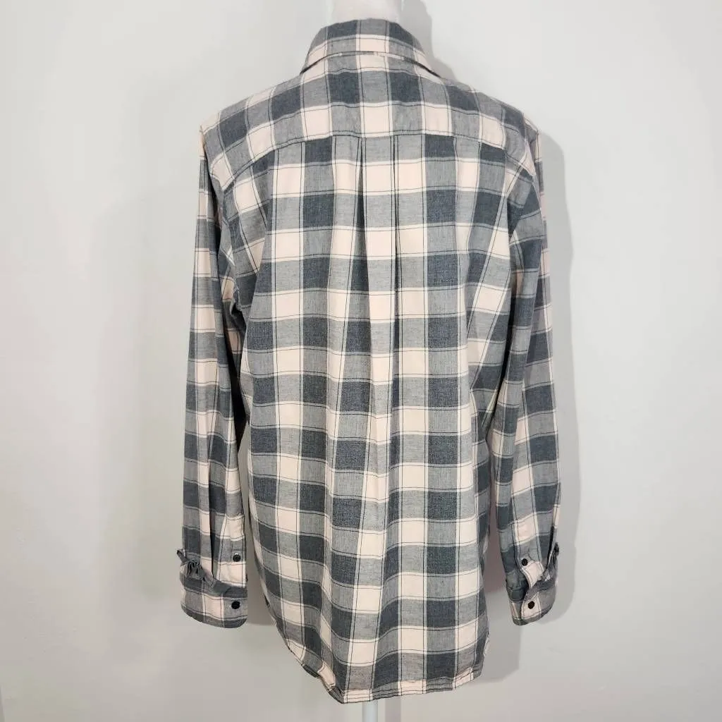 Banana Republic Gray Plaid Button Down Flannel Shirt Size Large Dillon Shirt - Image 6