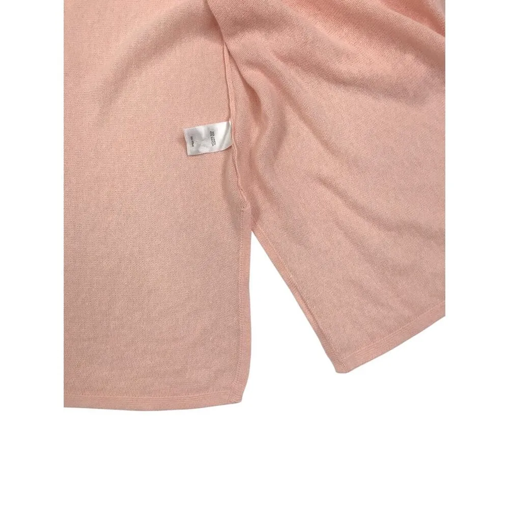 J. JILL Open Linen Blend Cardigan Women L Pink 3/4 Fringe Sleeve Classic Travel - Image 7