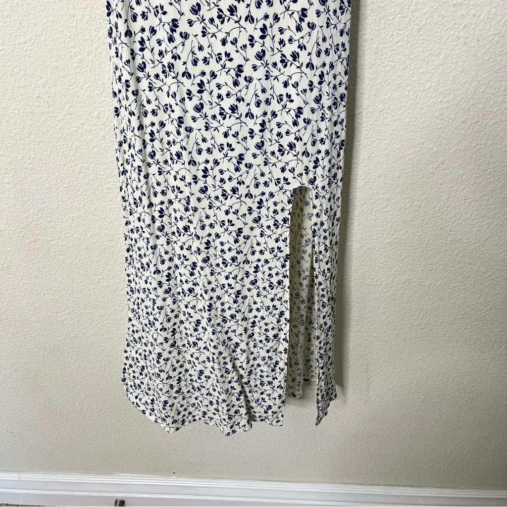 Reformation Crimini Midi Dress Mykonos Blue Floral Side Slit Womens Size 2 - Image 7