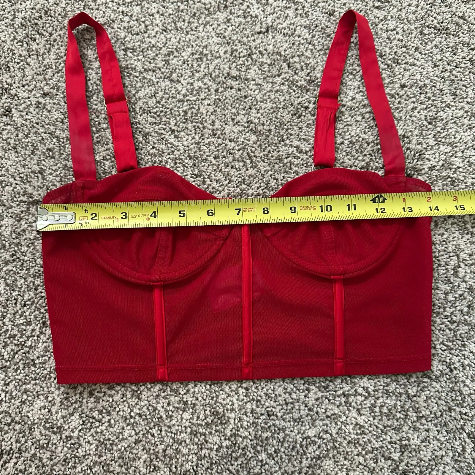 Oh Polly! red sheer mesh bustier bra top size 4 - Image 8