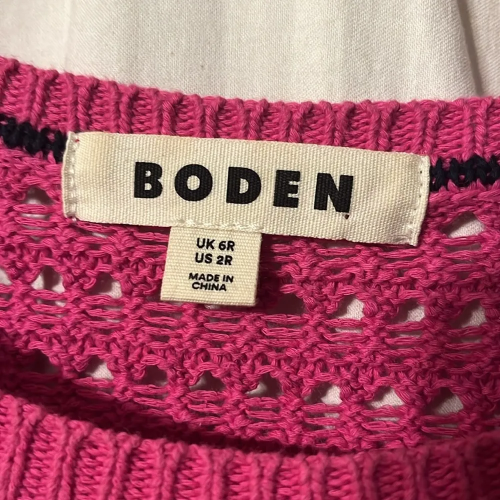 Boden NWOT Rose Violet Crochet Knit Long Sleeve Lined Dress Pink Size 2 - Image 5