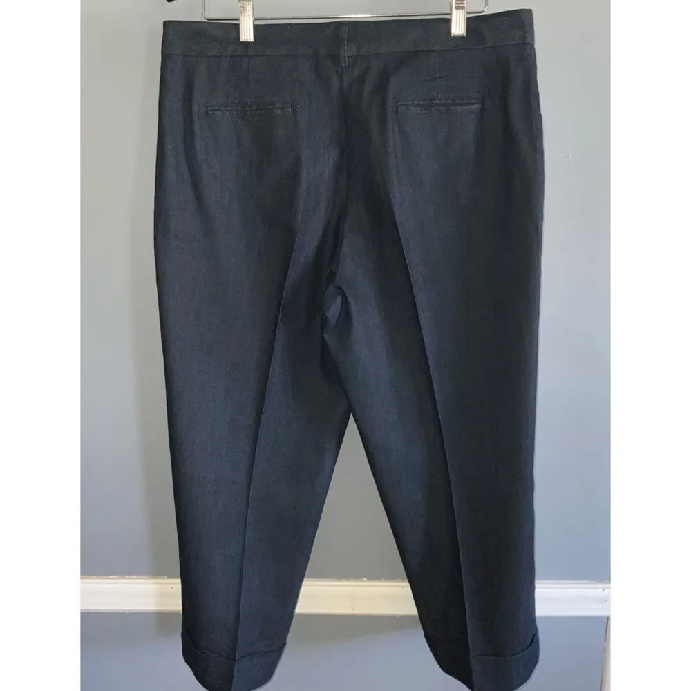 Cato Dark Wash Blue Cotton Blend High Waist Cuffed Casual Capri Pant Size 14 NEW - Image 3