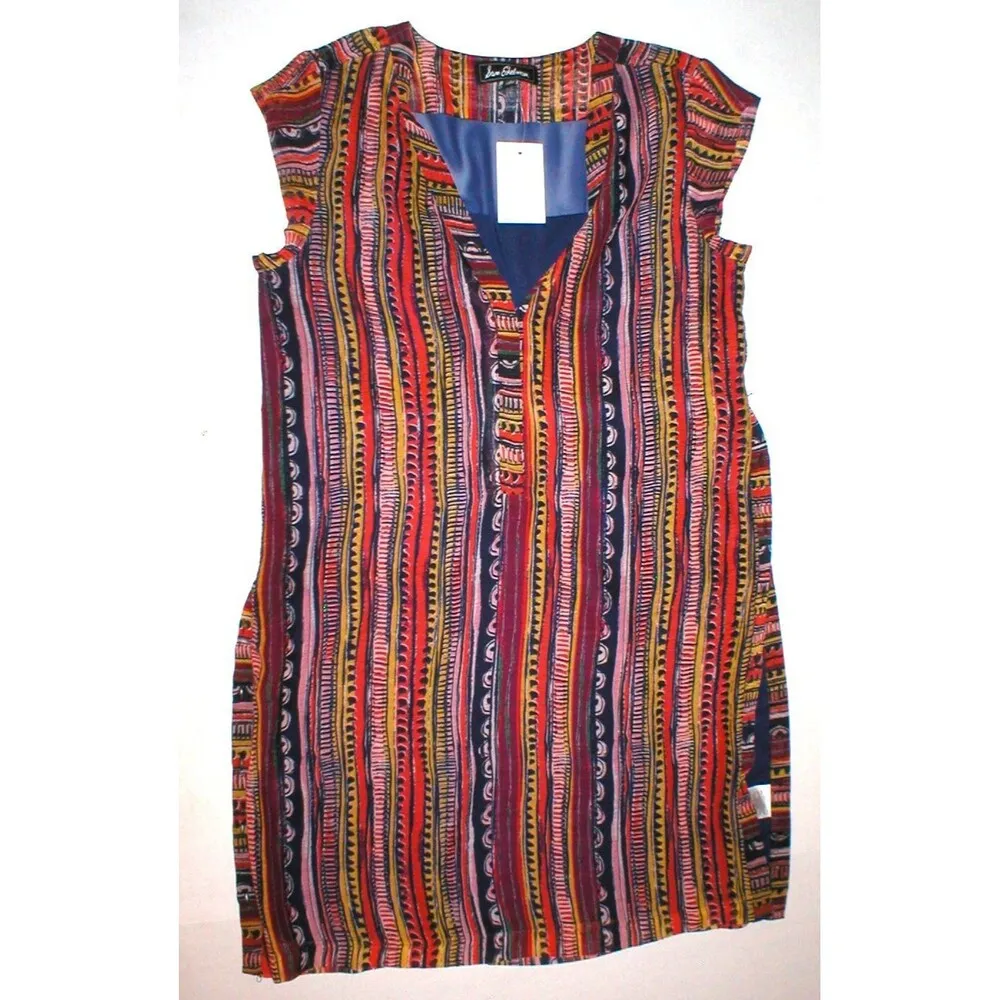 NWT New Sam Edelman Side Button Dress Womens Bohemian Rhapsody Red Orange Blue S - Image 6