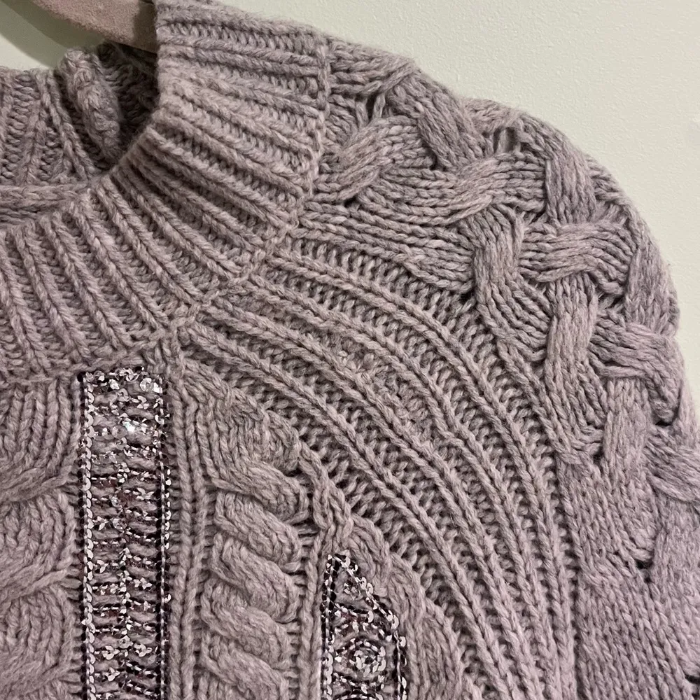 J. Crew Wool Cable Knit Sequin Sweater Grey Gray - Image 9