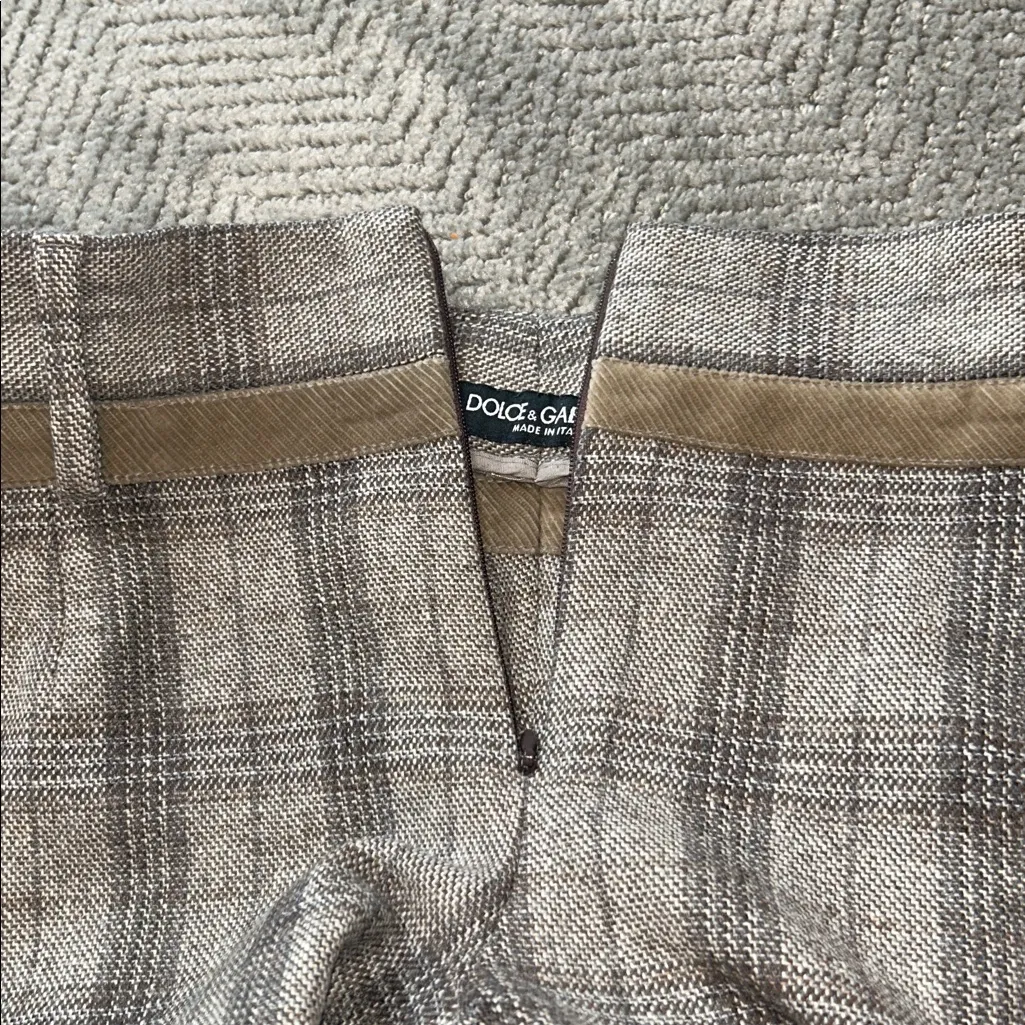 Dolce & Gabbana Plaid Tailored Pants Brown Gray Straight Leg Women Italy - Image 13