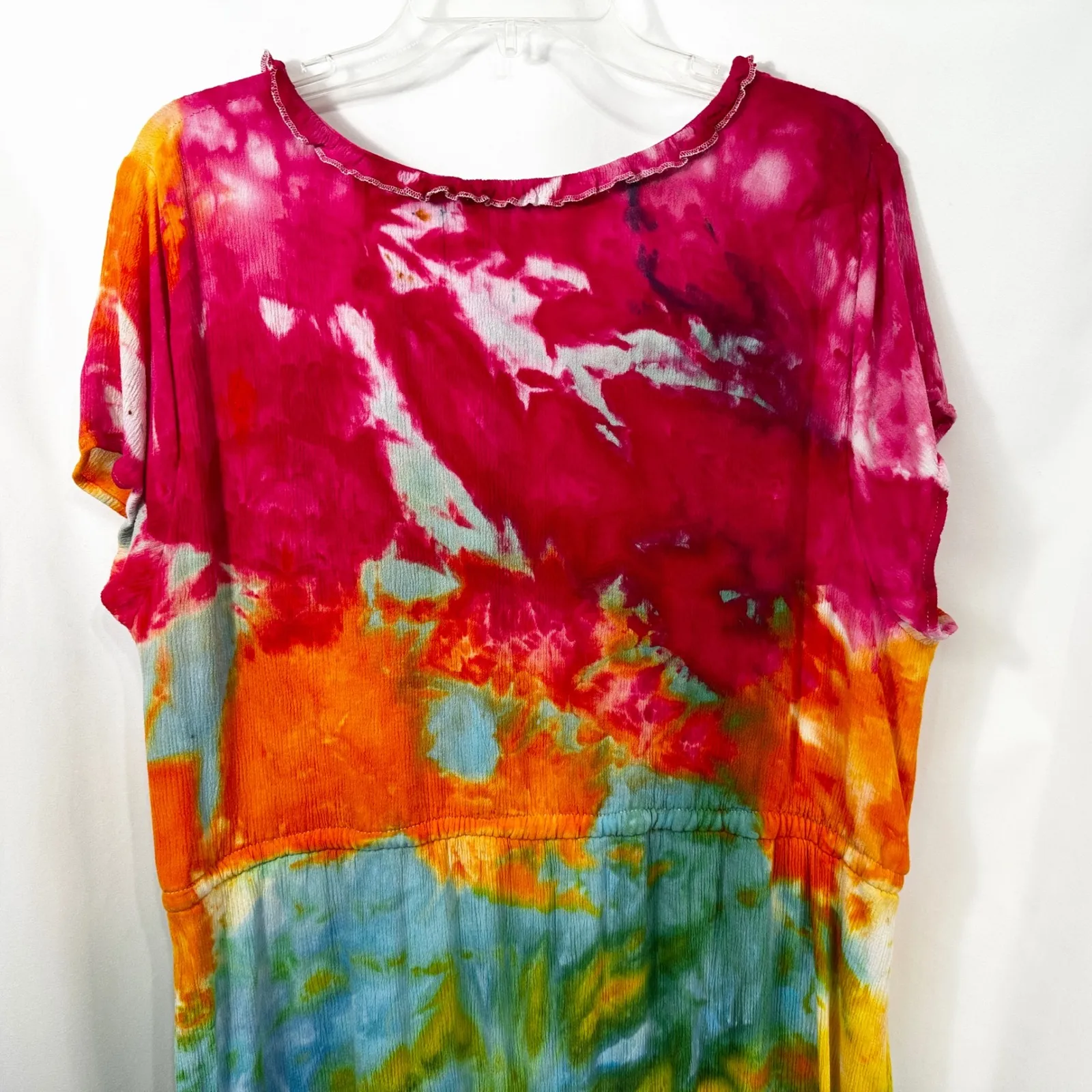 Sonoma Plus Size 2X Dress Handmade Tie Dye Eyelet Midi Tiered Festival Pride 932 - Image 6