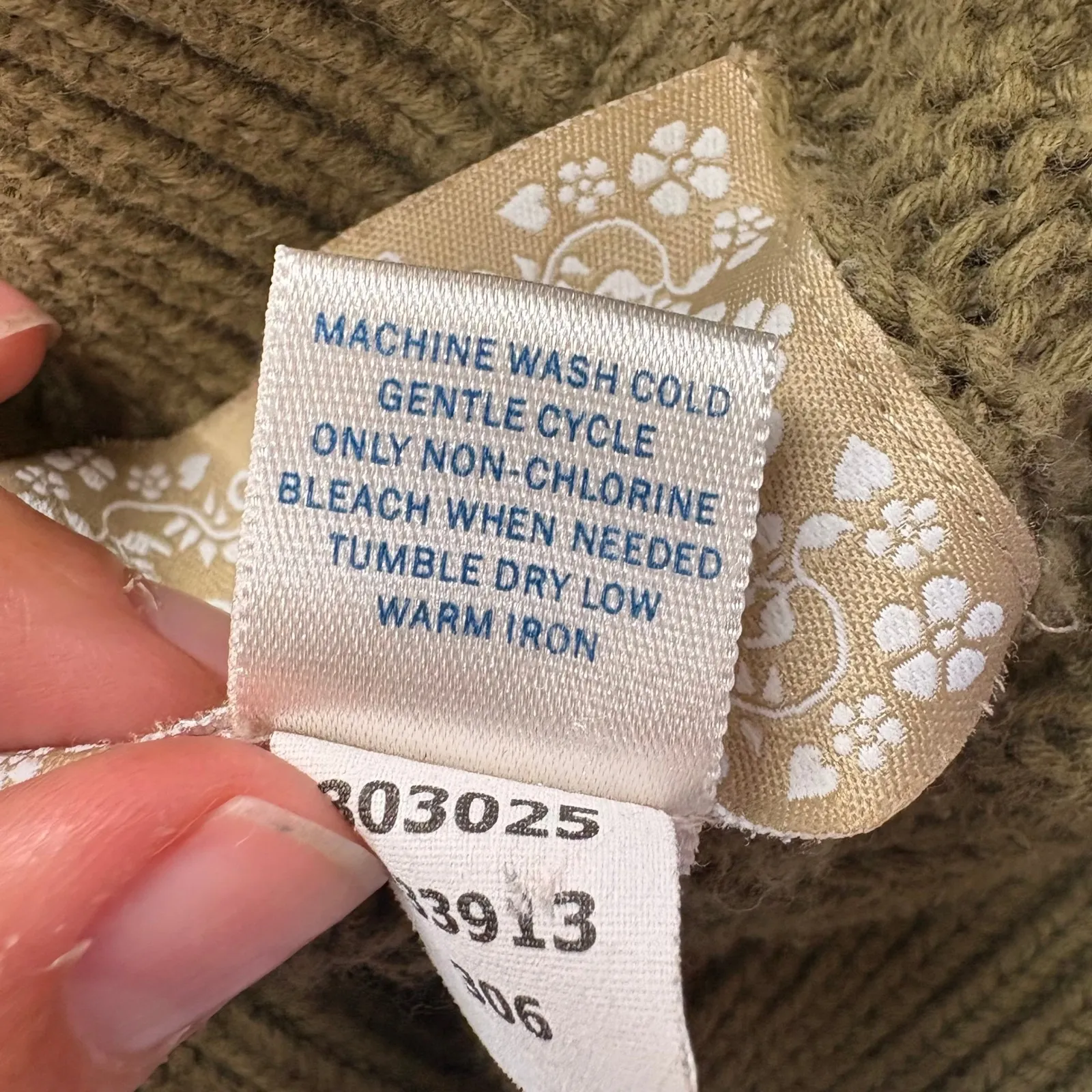 Y2K Old Navy Women's Olive Green Cable Knit‎ Open Weave Pullover Sweater Size M - Image 4