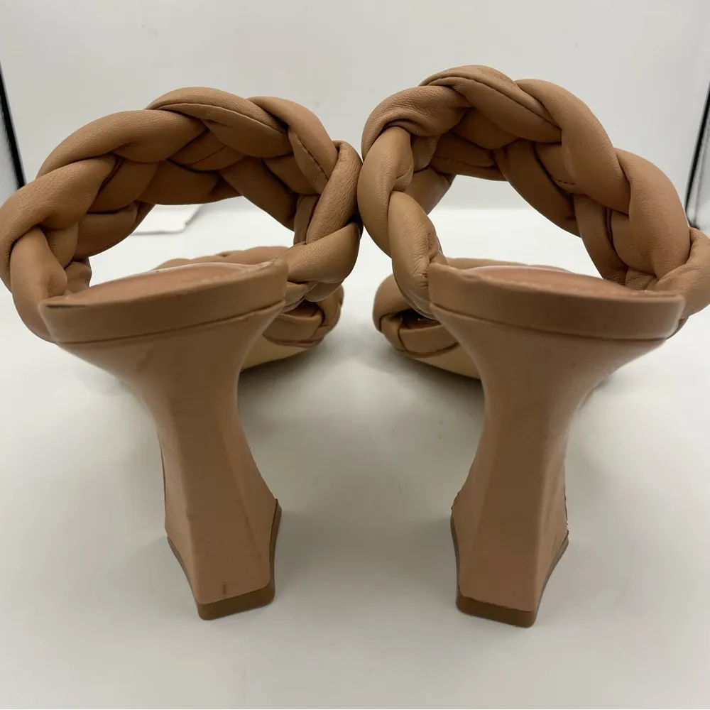 leather braided comfy heeled tan sandals women Size 5 1/2M - Image 11