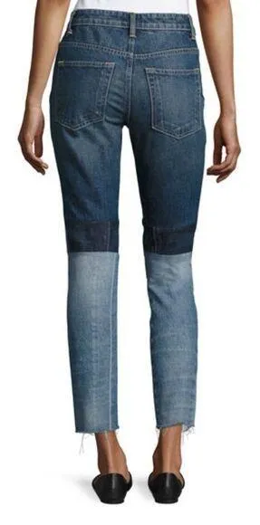 NWT Helmut Lang High-Rise Crop Slim Jeans in Vintage Blue Patchwork Size 27 | 4 - Image 2