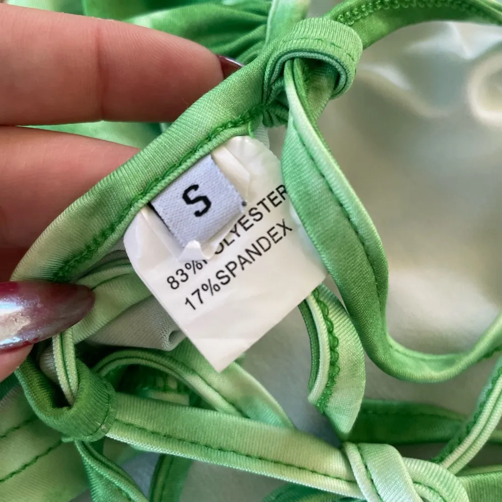 SheIn Green Tie-Dye Halter Cowl Neck Top - Image 6