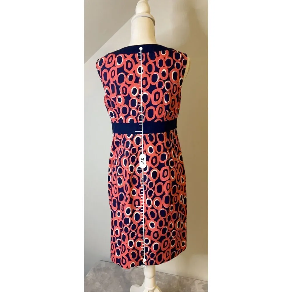 Women’s BODEN Navy/Coral Orange Sheath Midi Dress 6P Pink - Image 6